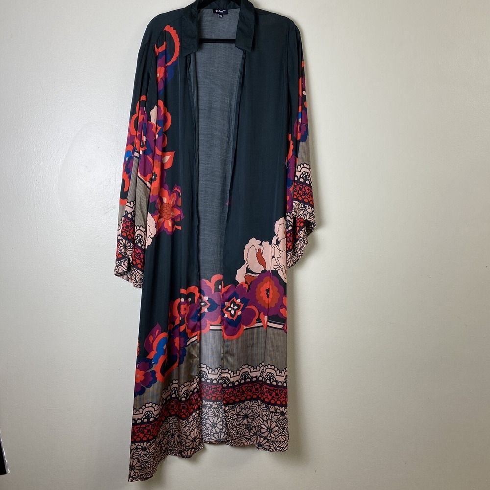 Tolani Womens Floral Bohemian Duster Kimono Bell Sleeve Size O/S Hippie Festival